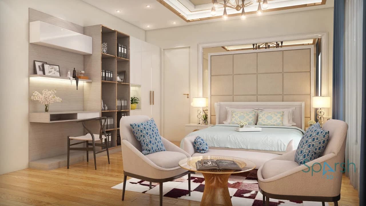 3D visualization of Bed with Sitting by Sparsh 3D Lucknow