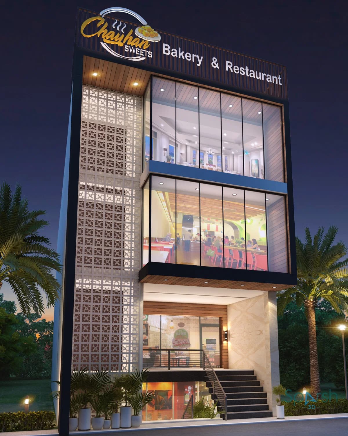 3D visualization of Chauhan Bakery & Restaurant by Sparsh 3D Lucknow