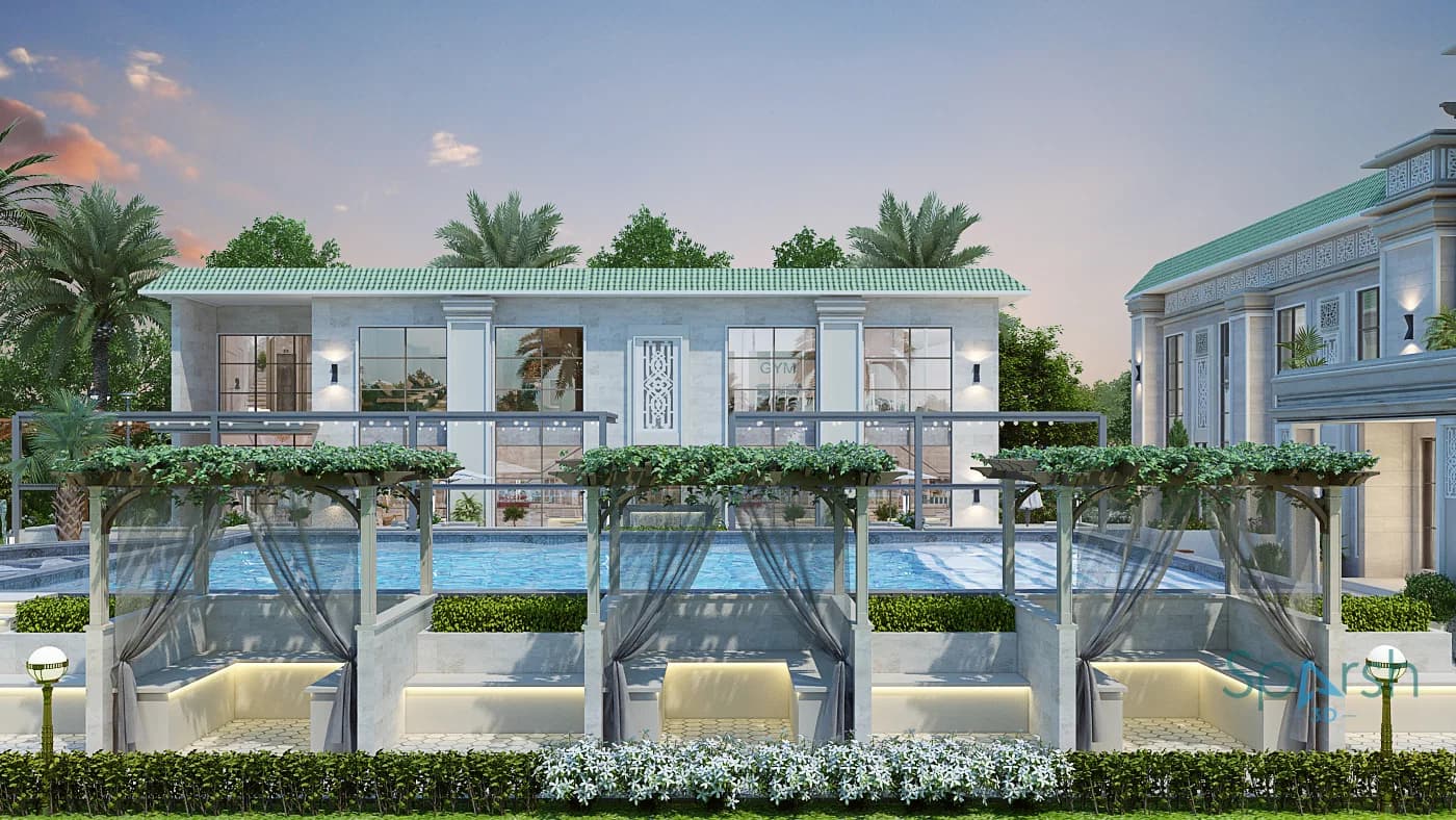 3D visualization of Club Pool Side by Sparsh 3D Lucknow