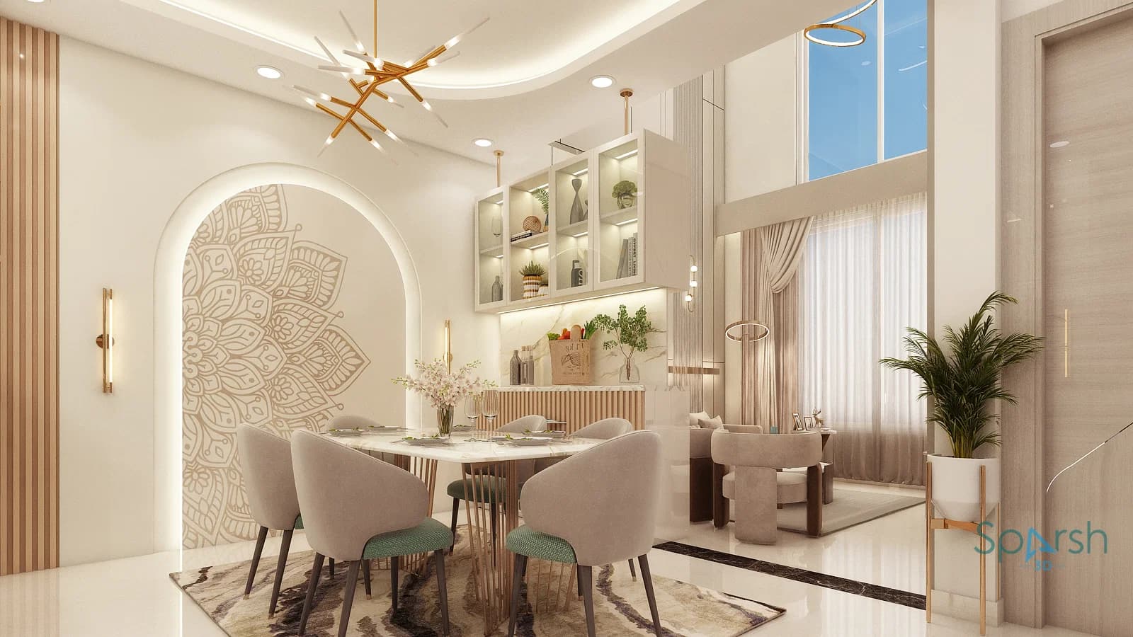 3D visualization of Dining Area by Sparsh 3D Lucknow