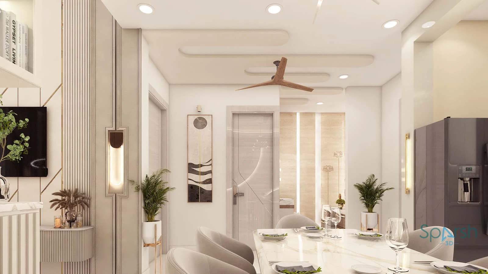 3D visualization of Dining to Mandir by Sparsh 3D Lucknow