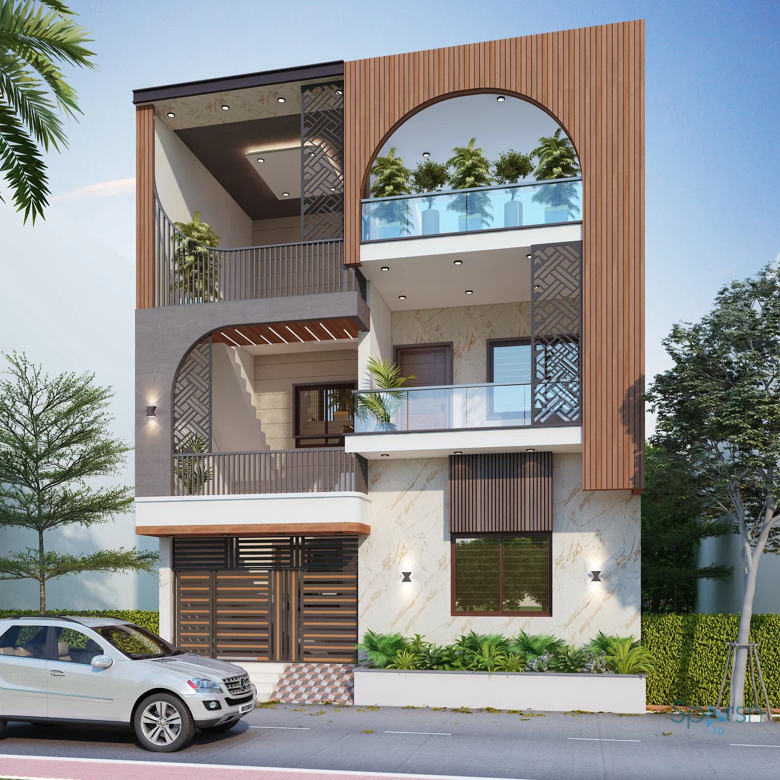 3D visualization of Dr. Vibha Maheshwari Elevation by Sparsh 3D Lucknow