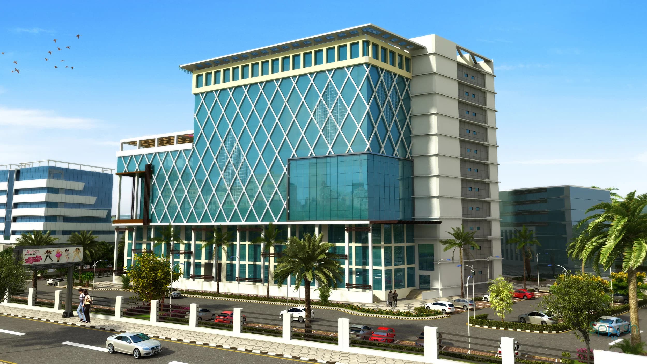 3D visualization of Felix Square Exterior by Sparsh 3D Lucknow
