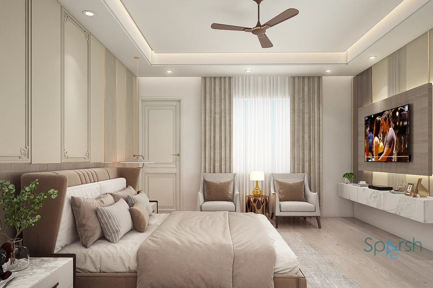 3D visualization of Guest Room by Sparsh 3D Lucknow