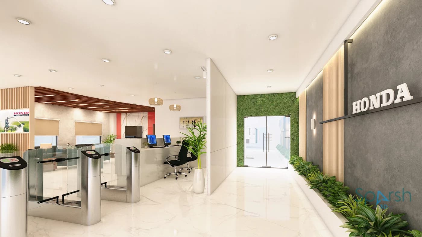 3D visualization of Honda Office Entrance by Sparsh 3D Lucknow