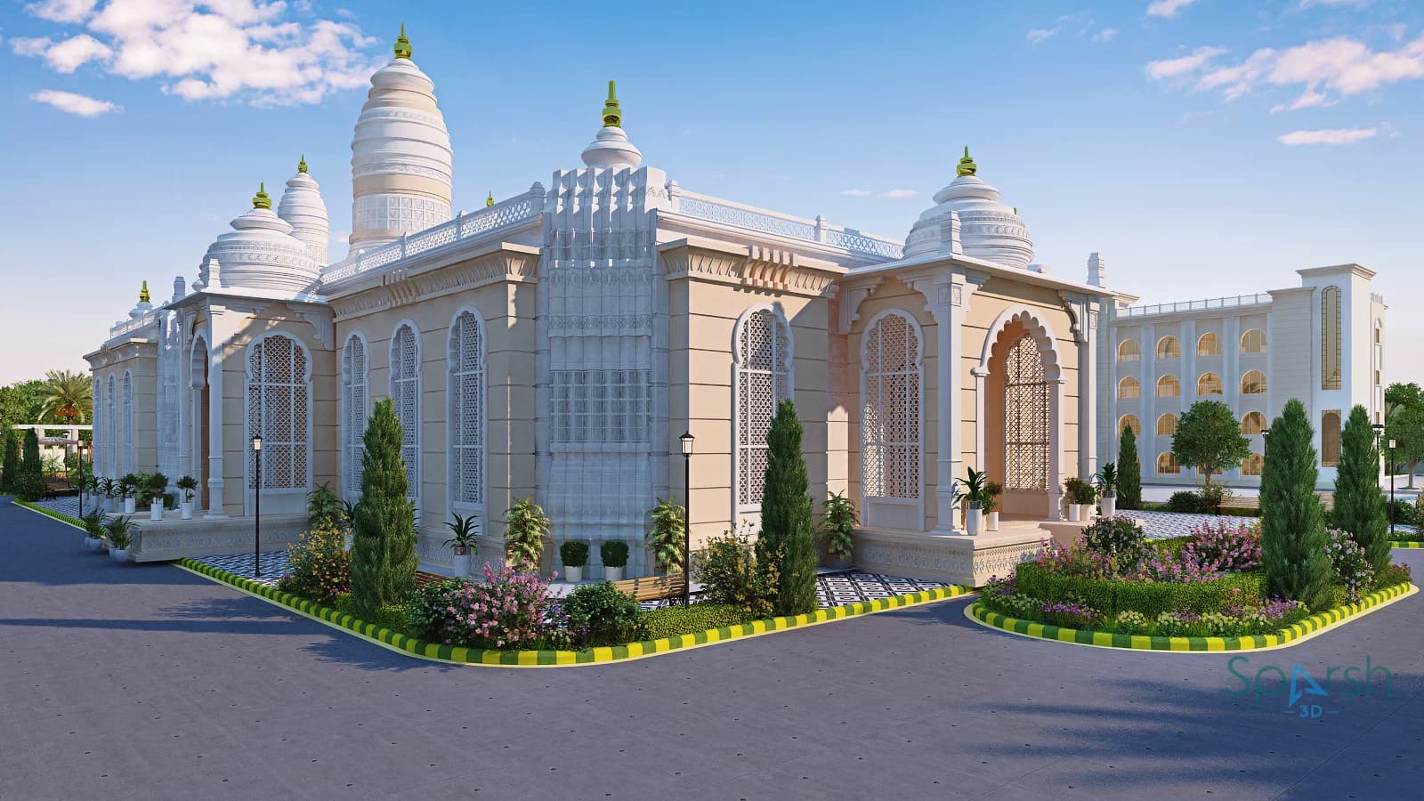3D visualization of ISKCON Temple Lucknow by Sparsh 3D Lucknow