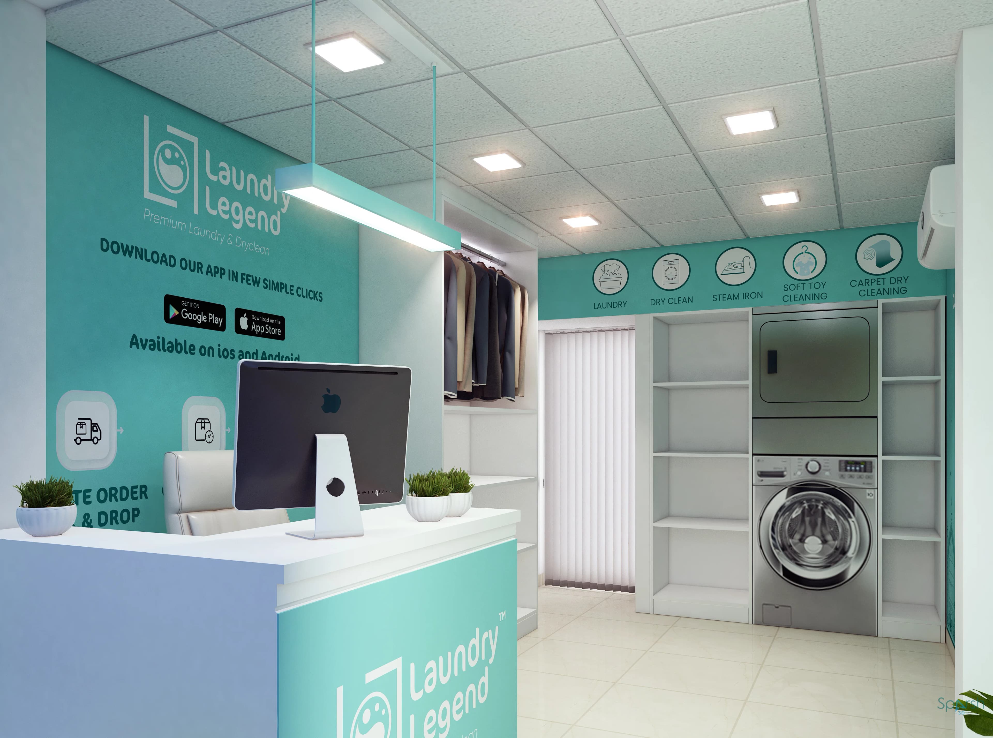3D visualization of Laundry Legend Interior by Sparsh 3D Lucknow