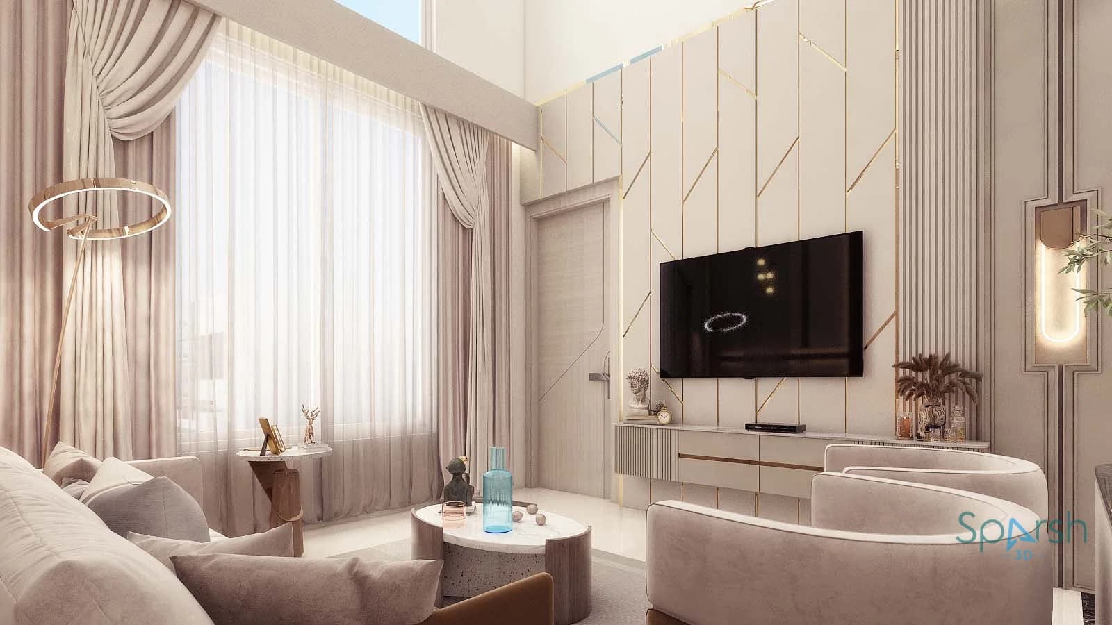 3D visualization of Living Room by Sparsh 3D Lucknow
