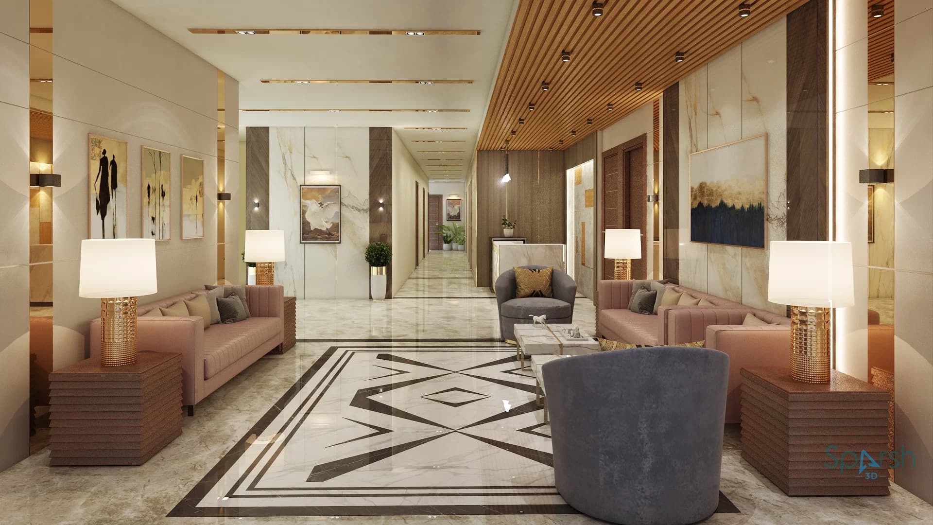 3D visualization of Hotel Lobby by Sparsh 3D Lucknow