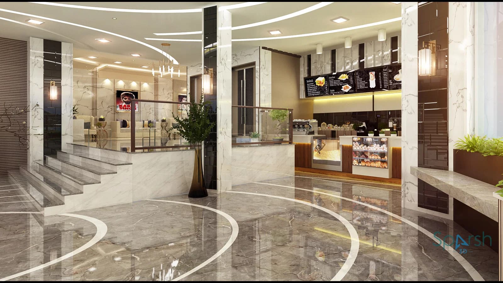3D visualization of Lobby with Counter by Sparsh 3D Lucknow