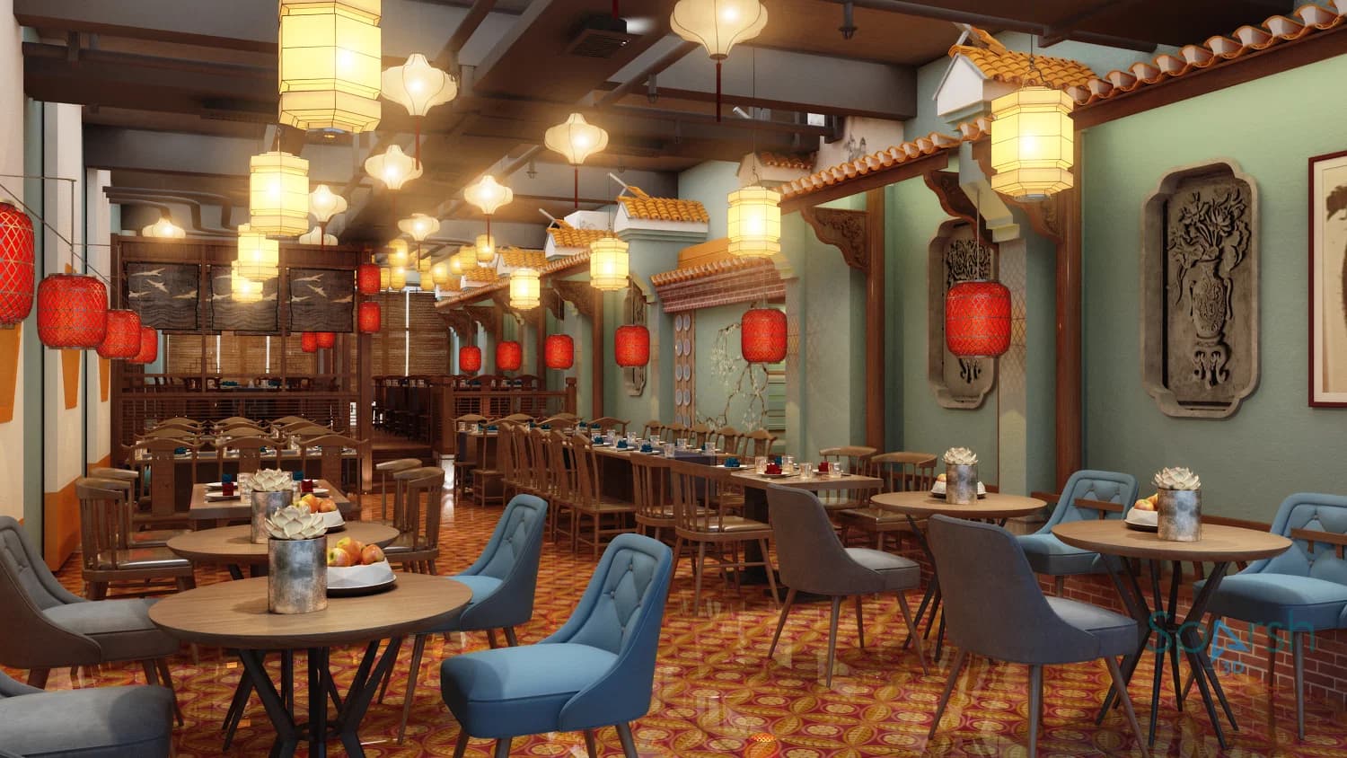 3D visualization of Restaurant Area by Sparsh 3D Lucknow