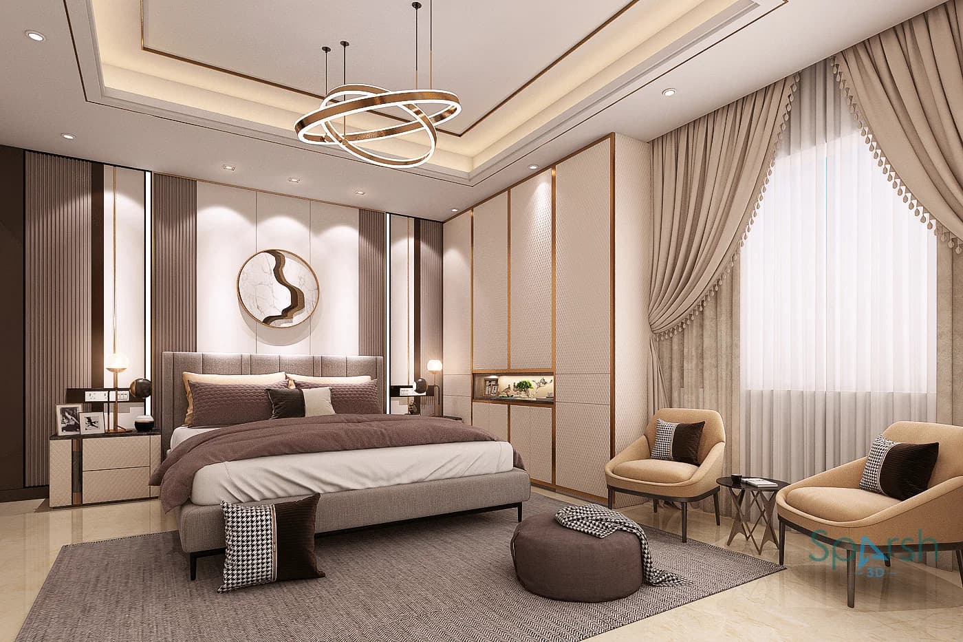 3D visualization of Master Bedroom Large by Sparsh 3D Lucknow