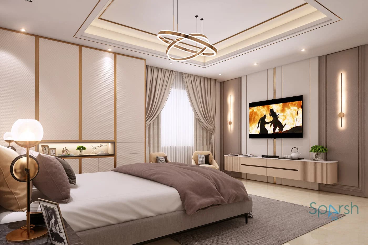 3D visualization of Master Bedroom by Sparsh 3D Lucknow
