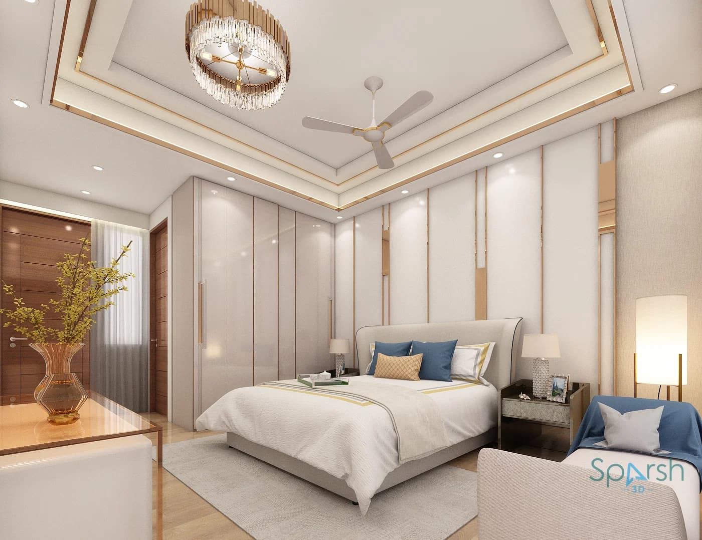 3D visualization of Master Bedroom by Sparsh 3D Lucknow