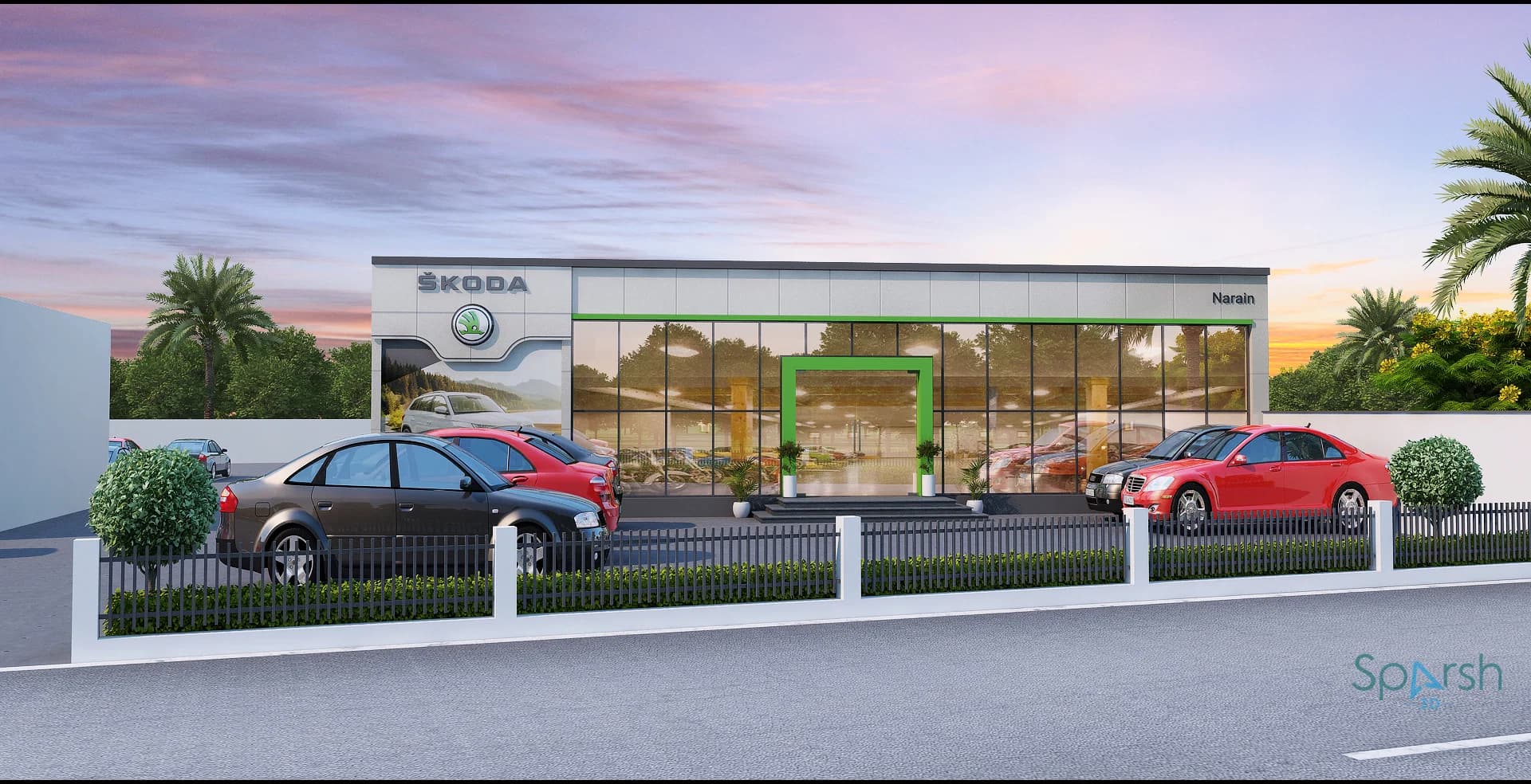 3D visualization of Narain Skoda Faizabad Road by Sparsh 3D Lucknow