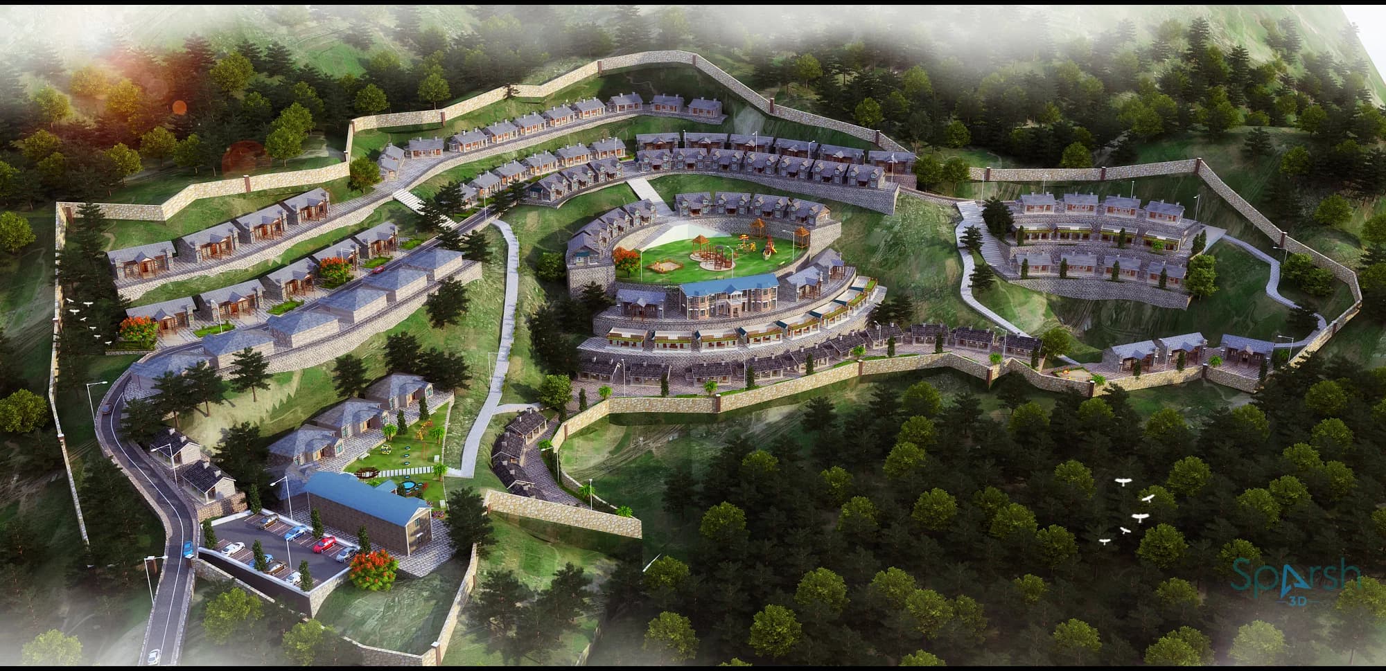 3D visualization of Nayagaon Resort by Sparsh 3D Lucknow