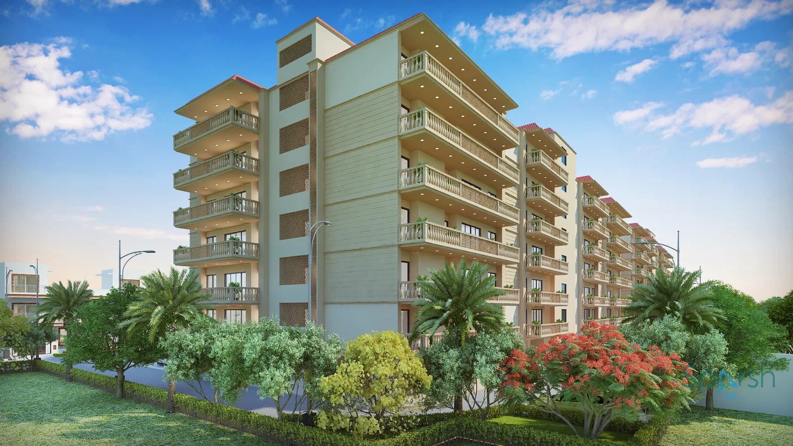 3D visualization of Omega Residency by Sparsh 3D Lucknow
