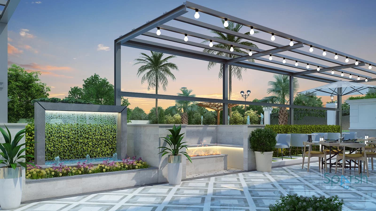 3D visualization of Pool Side Sitting by Sparsh 3D Lucknow