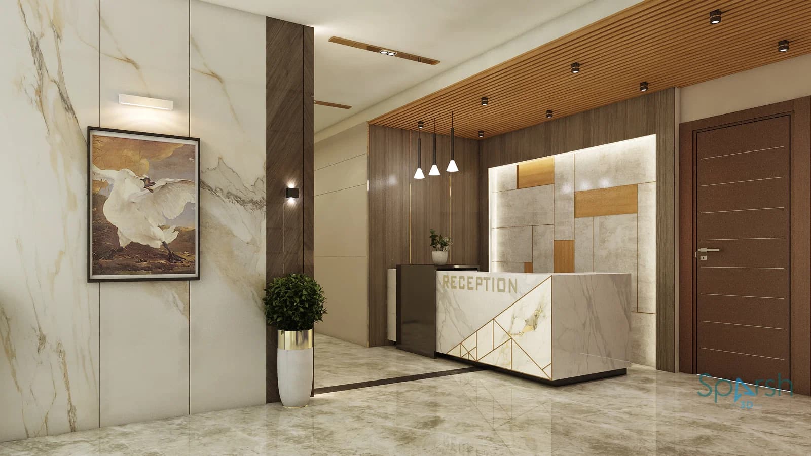 3D visualization of Hotel Reception by Sparsh 3D Lucknow