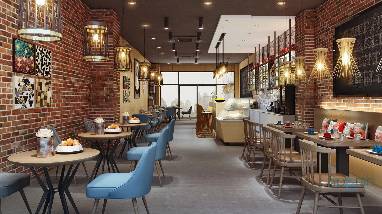 3D visualization of Restaurant Interior by Sparsh 3D Lucknow