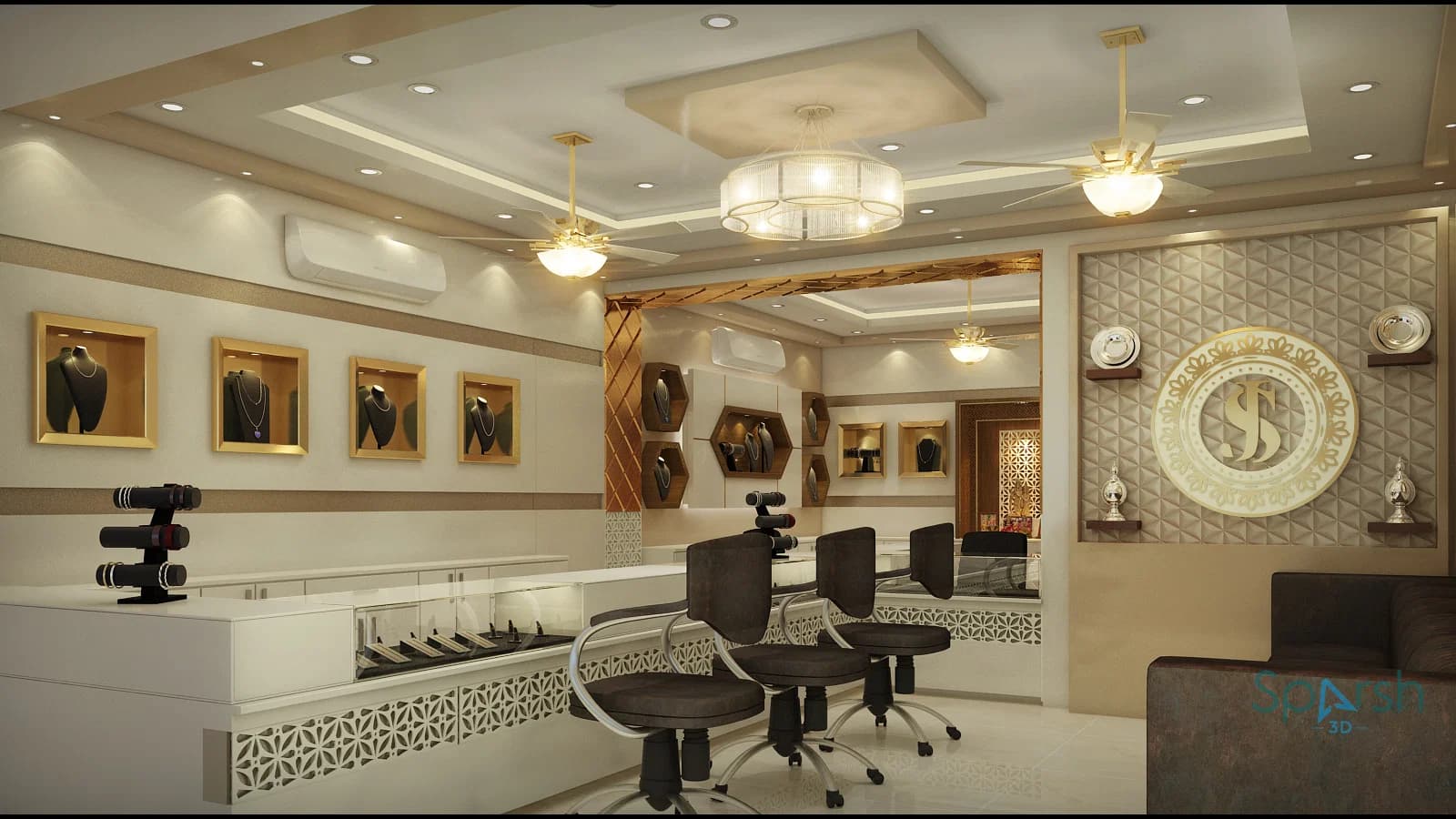 3D visualization of Shubham Jewellers Interior by Sparsh 3D Lucknow
