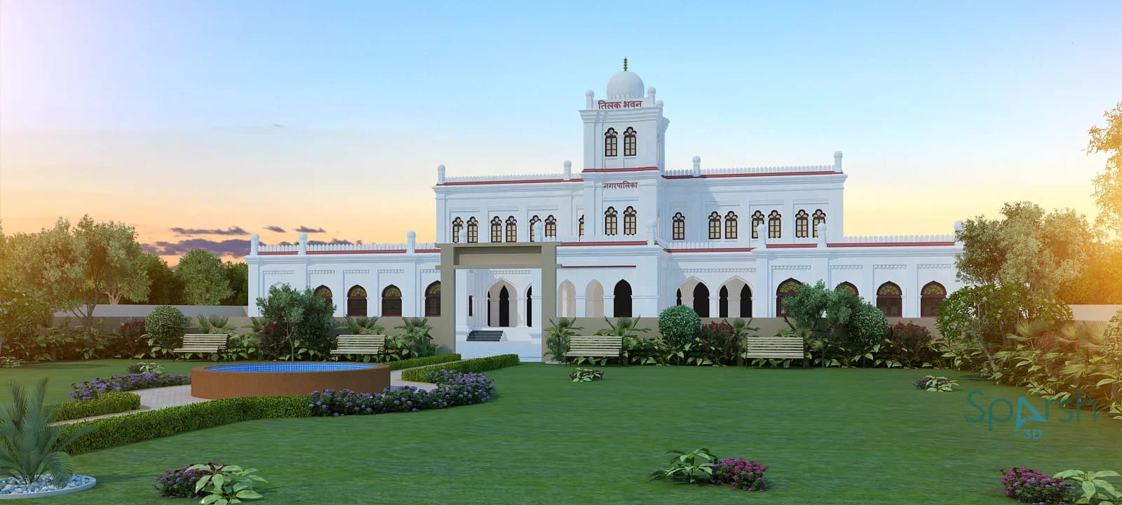 3D visualization of Tilak Bhawan Ayodhya by Sparsh 3D Lucknow